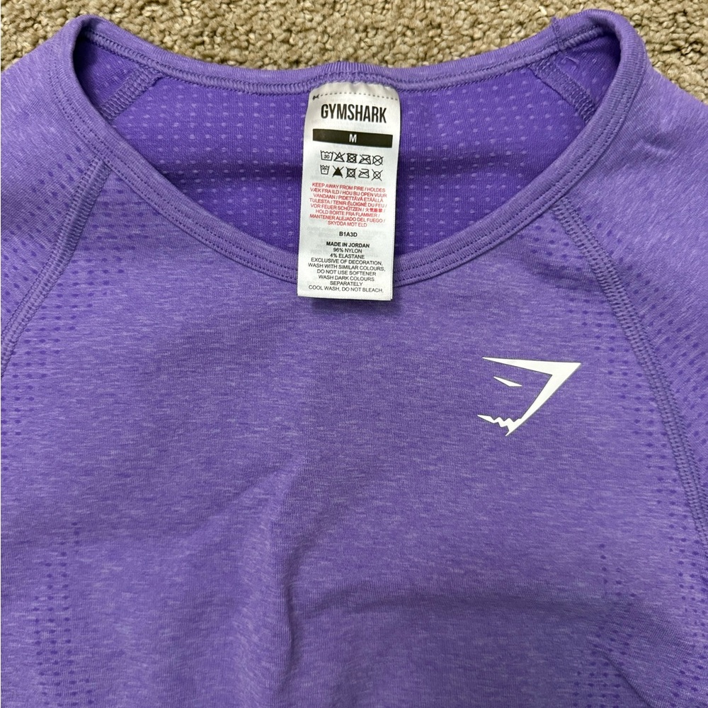 Gymshark Vital Long Sleeve Crop Top Body Fit in Functional Purple/Marl - Picture 4 of 8